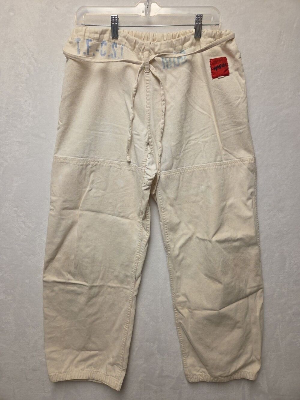 Baggy Pants Draw String Wide Leg Adjustable 32 x 27 Cream FLAWS - Spots